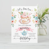 ティーパーティーガール誕生日招待状 招待状 (スタンド正面)