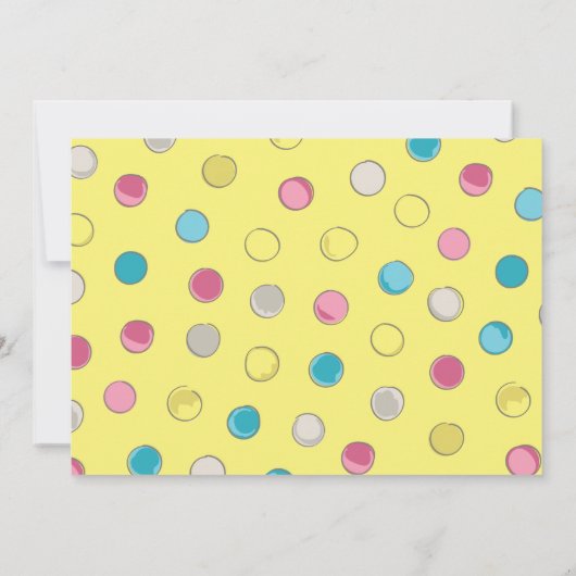 ティーパーティーキッズ第1誕生日水玉模様 招待状 (裏面)