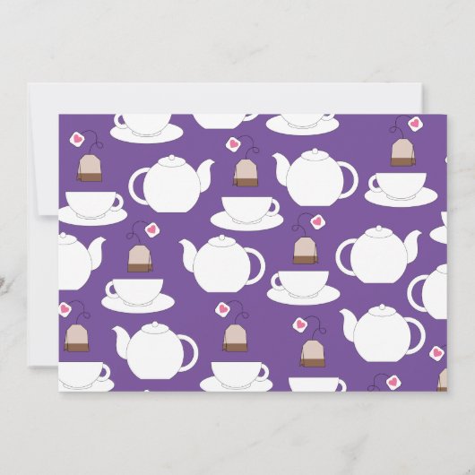 ティーパーティーキッズ1歳のピンクとパープルガールズ 招待状 (裏面)