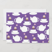 ティーパーティーキッズ 1歳の誕生日 ピンクとパープルの女の子 招待状 (裏面)