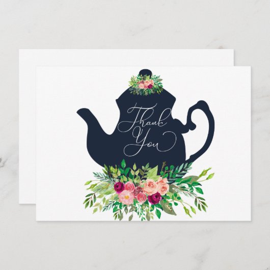 ティーパーティーシャワーのお礼の手紙 サンキューカード (正面/裏面)