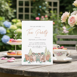 ティーパーティースイーツ子供の誕生日招待状 招待状