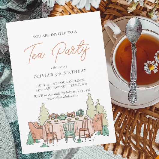 ティーパーティースイーツ子供の誕生日招待状 招待状