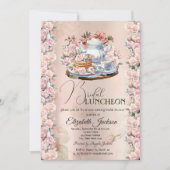 ティーパーティーチックなローズ ヴィンテージ ブライダルランチョン 招待状 (正面)