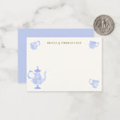 ティーパーティーチノイシェリーホワイトレースブライダルシャワー ノートカード (正面/裏面インサイチュ)