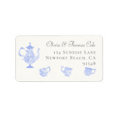 ティーパーティーチノイスリーブルーボホレースブライダルシャワー ラベル (正面)