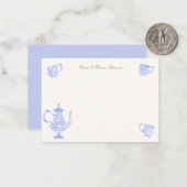 ティーパーティーチノイスリーレーススクリプトブライダルシャワー ノートカード (正面/裏面インサイチュ)