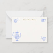 ティーパーティーチノイスリーレーススクリプトブライダルシャワー ノートカード (正面)