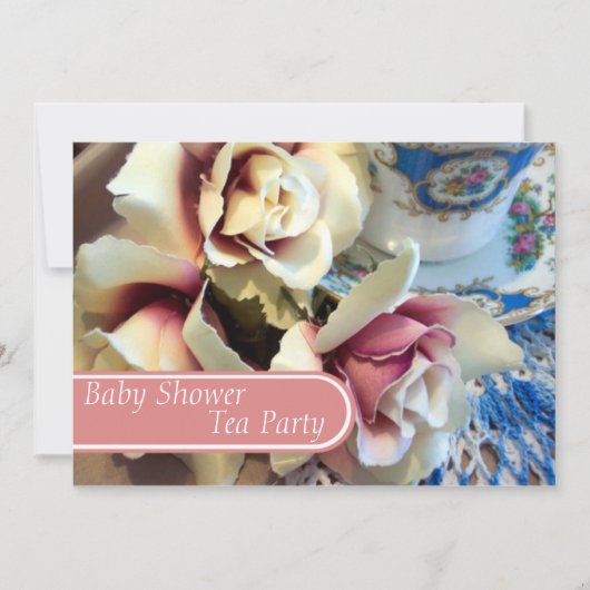 ティーパーティーティーカップベビーシャワー招待状 招待状 (正面)