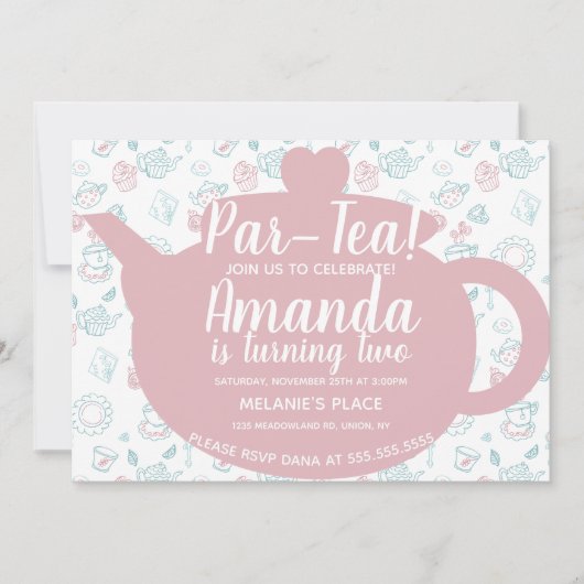 ティーパーティードゥードル ワンシカル 招待状 (正面)