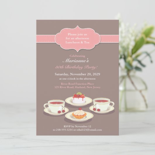 ティーパーティーバースデーパーティーフラット招待状 招待状 (スタンド正面)