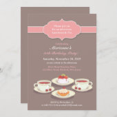 ティーパーティーバースデーパーティーフラット招待状 招待状 (正面/裏面)