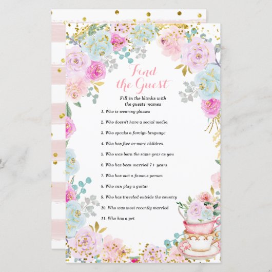 ティーパーティーパステルフローラ検索ザゲストゲーム (正面/裏面)