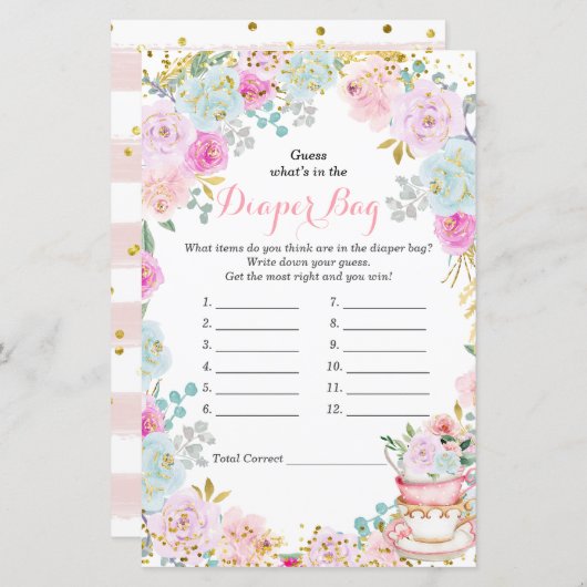 ティーパーティーパステル推測おむつバッグ (正面/裏面)