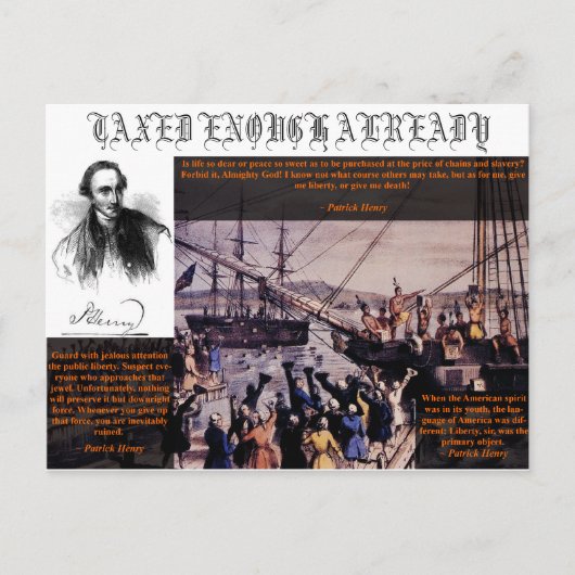 ティーパーティーパトリック・ヘンリー インビテーションポストカード (正面)