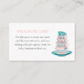 ティーパーティーピンクとティール（緑がかった色）ティーカップカスタム エンクロージャーカード (正面)