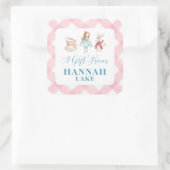 ティーパーティーピンクギンガムガールズギフト スクエアシール (バッグ)