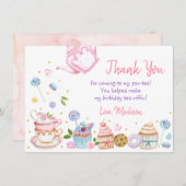 ティーパーティーピンクフローラ誕生日ありがとう サンキューカード (正面/裏面)