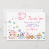 ティーパーティーピンクフローラ誕生日ありがとう サンキューカード (正面)