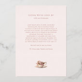 ティーパーティーピンクローズ金ゴールドブライダルシャワー 箔招待状 (裏面)