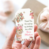 ティーパーティーピンク金ゴールドフローラ誕生日ありがとう ギフトタグ