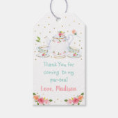 ティーパーティーピンク金ゴールドフローラ誕生日 ギフトタグ (正面)