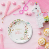 ティーパーティーフローラティー誕生日パーティーフローラピンク ペーパープレート (パーティー)