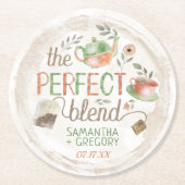 ティーパーティーブライダルウェディングシャワーザパーフェクトブレンド ラウンドペーパーコースター (正面)