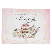 ティーパーティーブライダルシャワーのギフトバッグ – これから花嫁になる人 ラージペーパーバッグ (裏面)