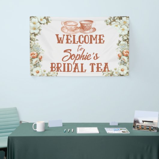 ティーパーティーブライダルシャワーインテラコッタアンドパステル 横断幕 (トレードショー)
