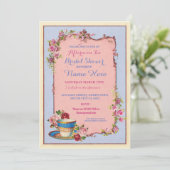 ティーパーティーブライダルシャワーガーデンティーカップ招待状 招待状 (スタンド正面)