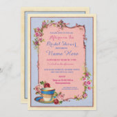 ティーパーティーブライダルシャワーガーデンティーカップ招待状 招待状 (正面/裏面)