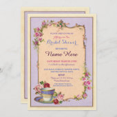 ティーパーティーブライダルシャワーガーデンティーカップ招待状 招待状 (正面/裏面)