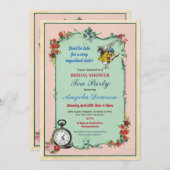 ティーパーティーブライダルシャワーティーポットワンダーランド招待状 招待状 (正面/裏面)