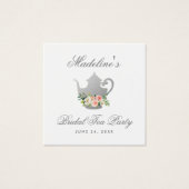 ティーパーティーブライダルシャワーピンクフローラシルバーラベル (正面)