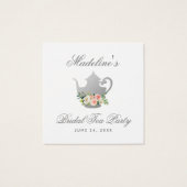 ティーパーティーブライダルシャワーピンクフローラシルバーラベル (裏面)