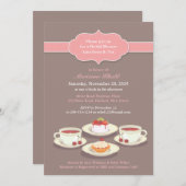 ティーパーティーブライダルシャワーフラット招待状 招待状 (正面/裏面)