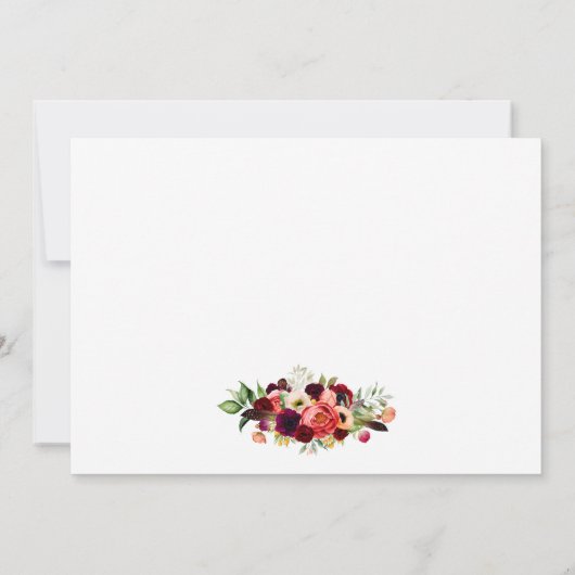 ティーパーティーブライダルシャワーブルガンディボホ感謝してい サンキューカード (裏面)