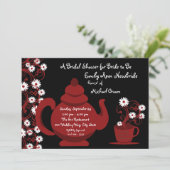 ティーパーティーブライダルシャワーレッドブラック 招待状 (スタンド正面)