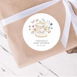 ティーパーティーベイビーシャワーステッカー ラウンドシール