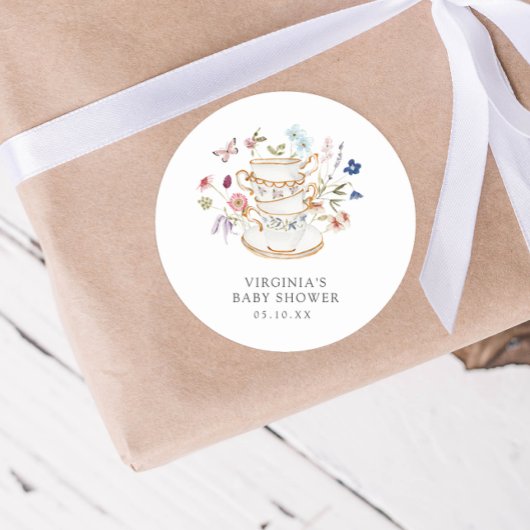 ティーパーティーベイビーシャワーステッカー ラウンドシール