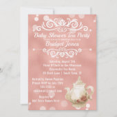 ティーパーティーベイビーシャワー招待状 ローズゴールド 招待状 (正面)