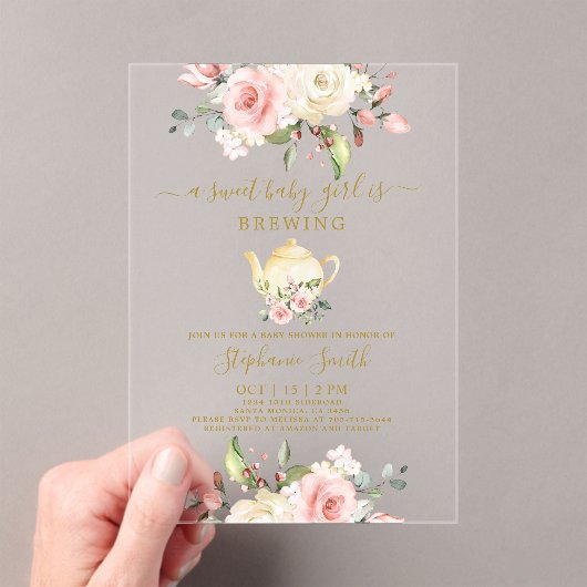 ティーパーティーベビーシャワーアクリル招待状 アクリル招待状 (インサイチュ (ポータブル))