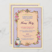 ティーパーティーベビーシャワーガーデンティーポット招待状 招待状 (正面/裏面)