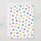 ティーパーティーベビーシャワー水玉模様ブルーボーイ 招待状 (裏面)