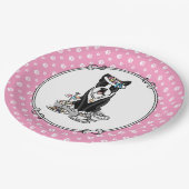 ティーパーティーボストンテリア犬(黒)かわいい ペーパープレート (アングル)