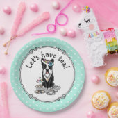 ティーパーティーボストンテリア犬(黒)かわいい ペーパープレート (パーティー)