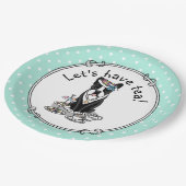 ティーパーティーボストンテリア犬(黒)かわいい ペーパープレート (アングル)