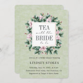 ティーパーティーユーカリグリーン素朴ブライダルシャワー 招待状 (正面/裏面)