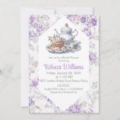 ティーパーティーラベンダーガーデンフローラブライダルシャワー 招待状 (正面)
